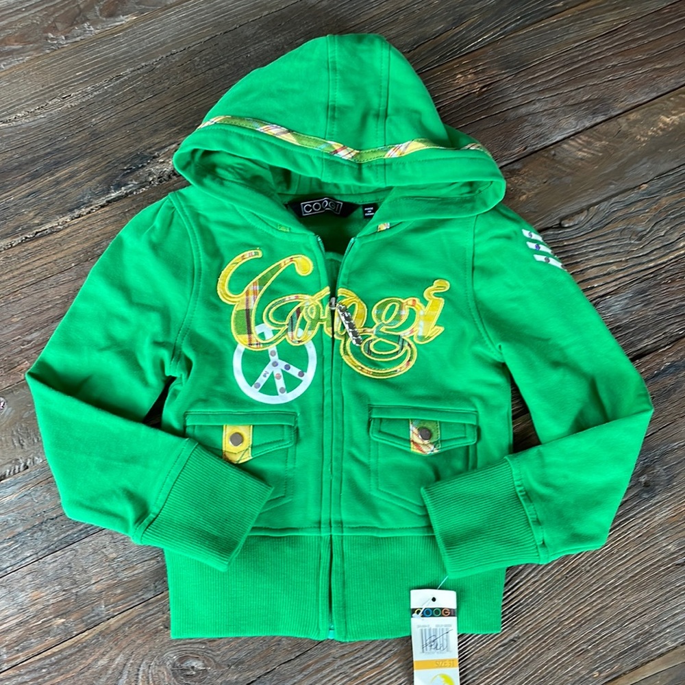 Coogi 3T girls kelly green patch logo hoodie NWT